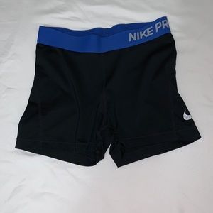 Black and blue nike pro shorts